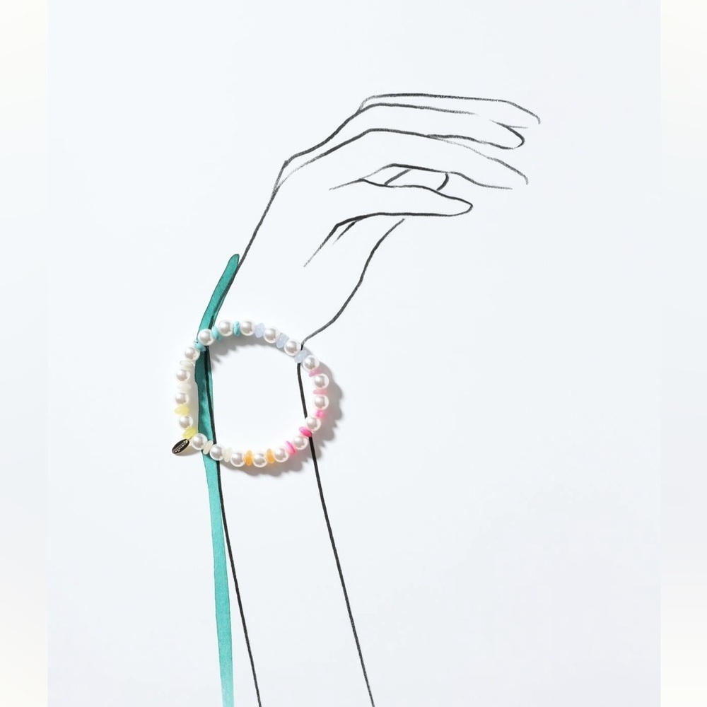 ☀️🔥Anthropologie - Pearl & Pastel Beaded Stretch Bracelet - OS - Picture 3 of 3